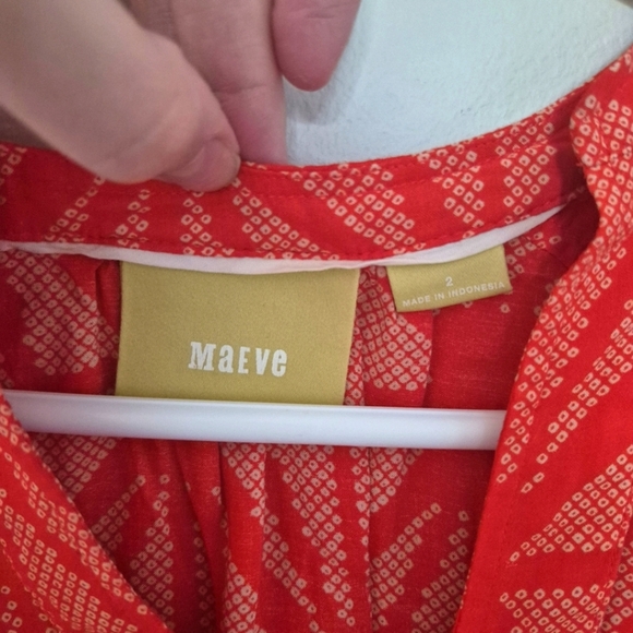 Maeve By Anthropologie Orange & White Abstract Sleeveless Blouse – Size 2 - Picture 2 of 4